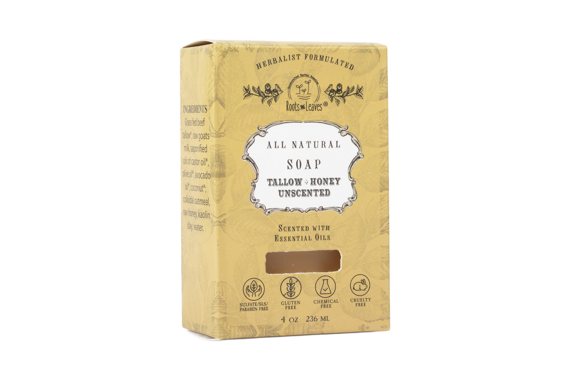 Organic TALLOW+HONEY unscented Bar Soap