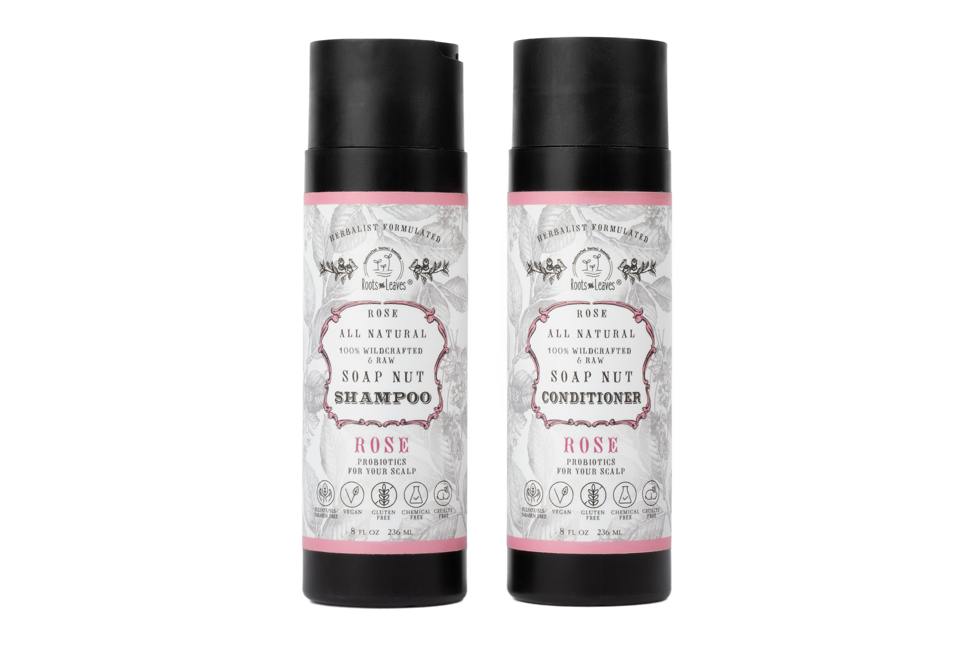 All Natural Soapnut Shampoo and Conditioner Set - ROSE