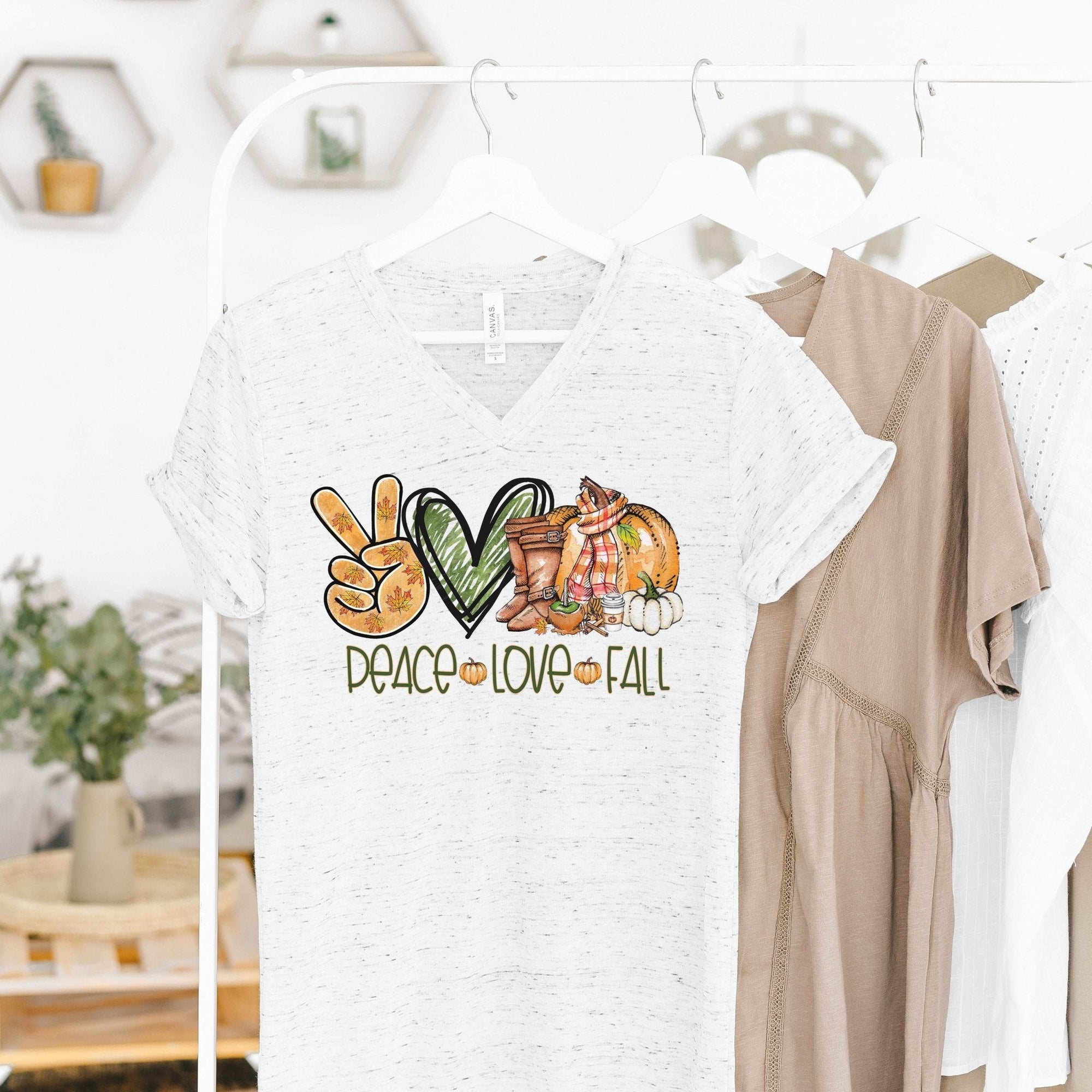 Peace Love Fall - marble v-neck