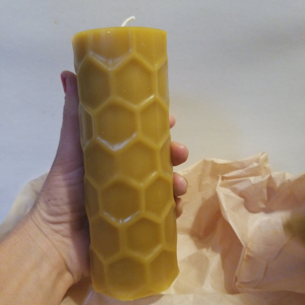 Large Honeycomb Pillar | Beeswax Candle