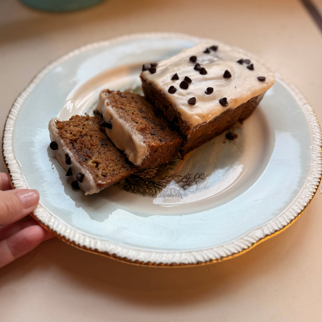 Mini Banana & Chocolate Chip Bread Loaf with Brown Butter Glaze