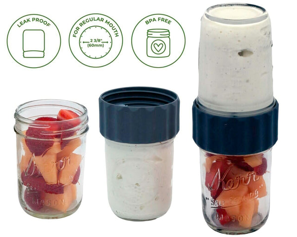 2-in-1 Lid to Connect Two Regular Mouth Mason Jars