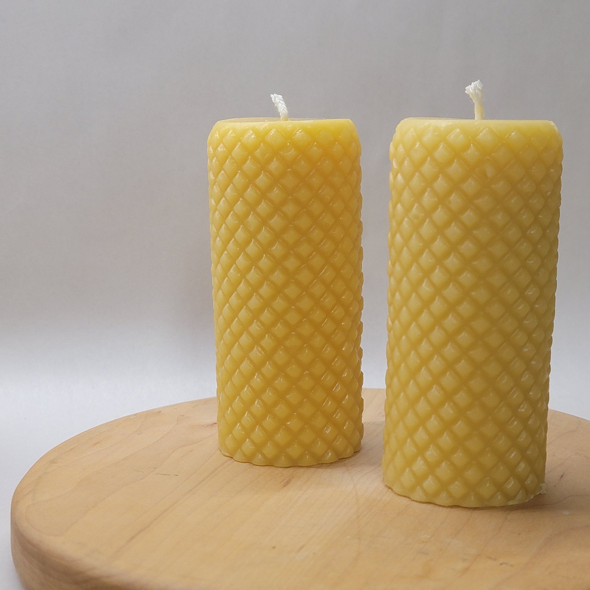 Vintage Hobnail Glass Pillar | Beeswax Candle