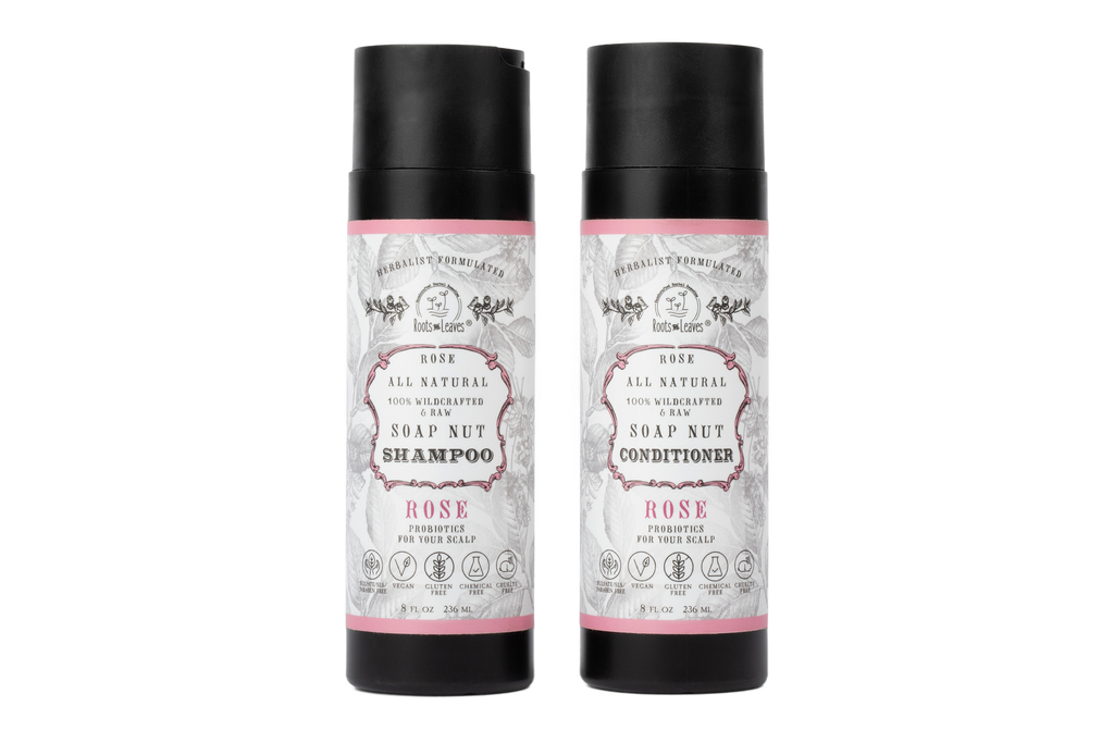 All Natural Soapnut Shampoo and Conditioner Set - ROSE