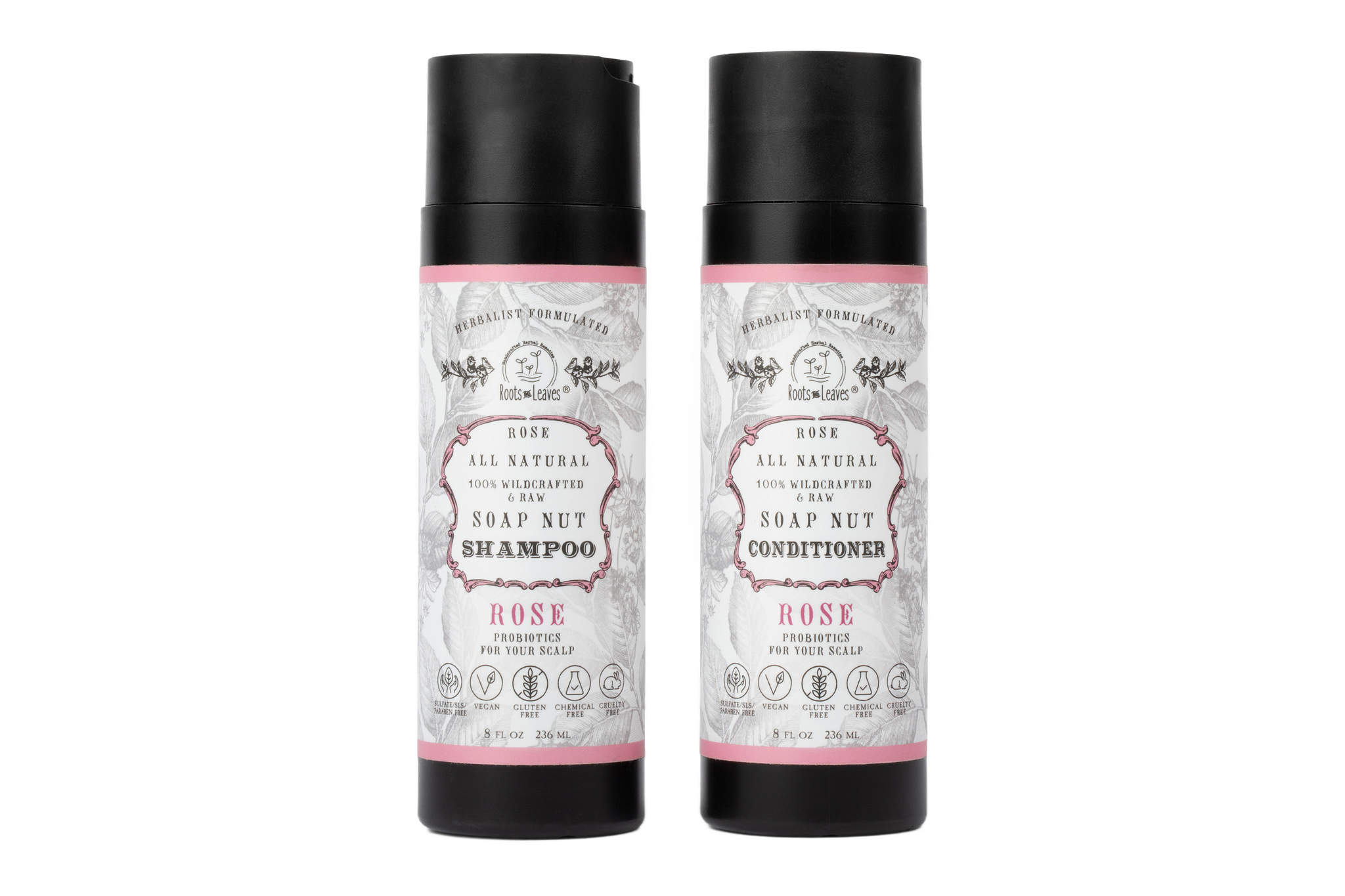 All Natural Soapnut Shampoo and Conditioner Set - ROSE