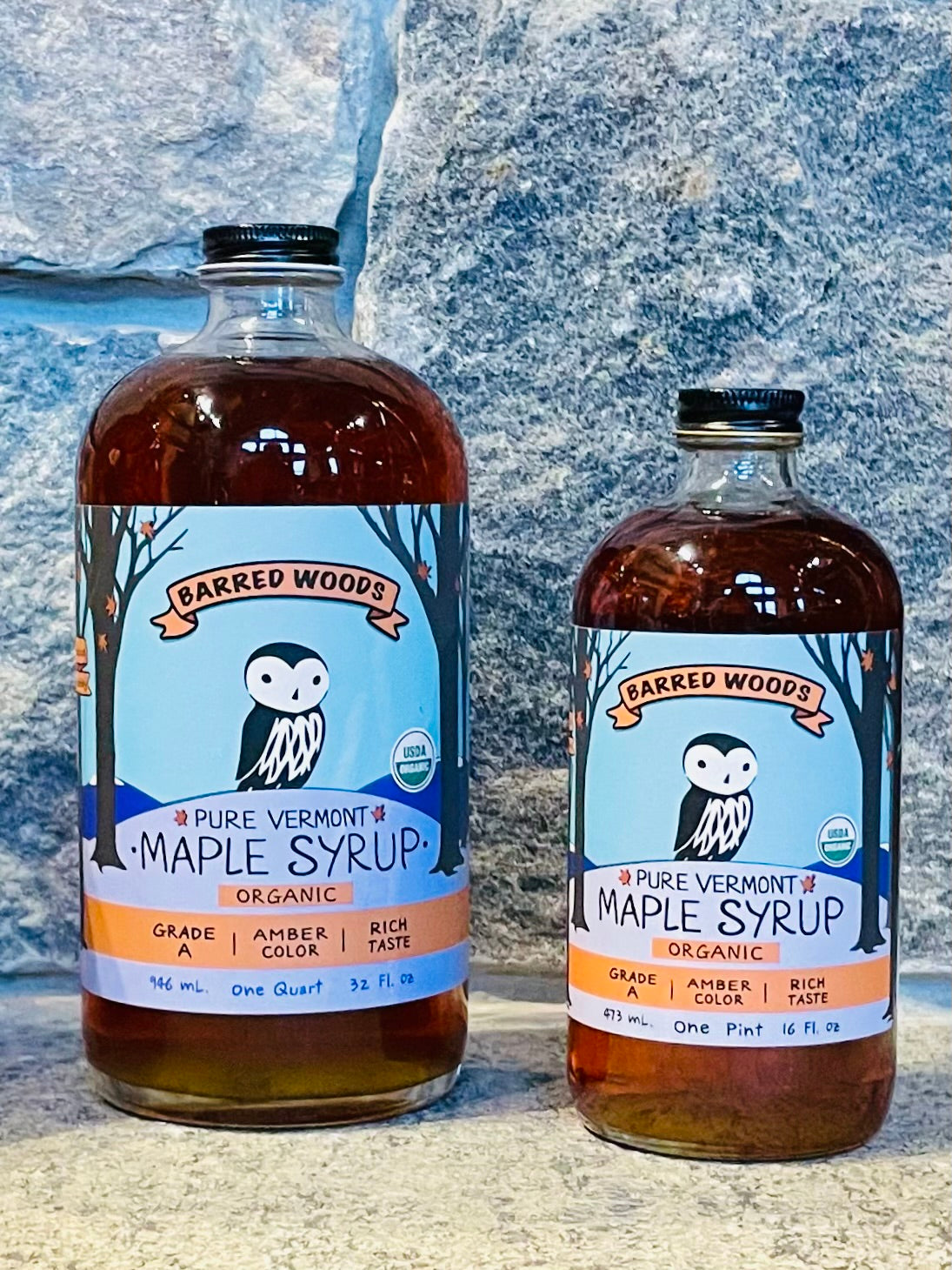 Bottle of Maple Syrup - One Pint Glass Bottle of Organic Maple Syrup 16 oz