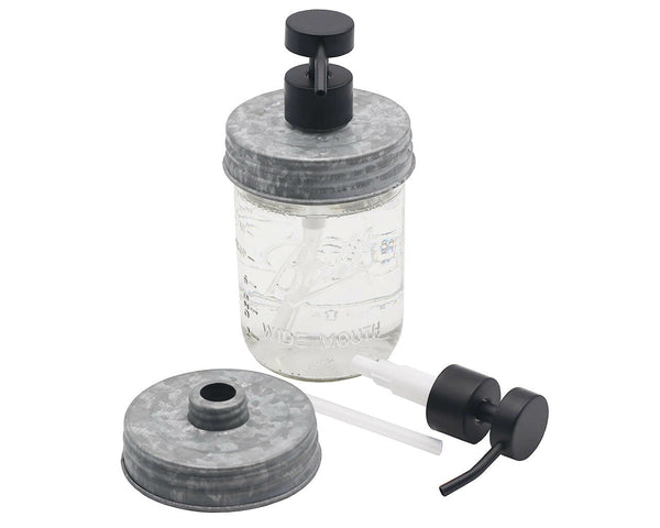 Charcoal Black Soap Pump Lid Kit for Mason Jars