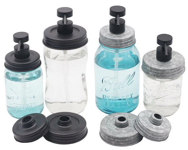 Charcoal Black Soap Pump Lid Kit for Mason Jars