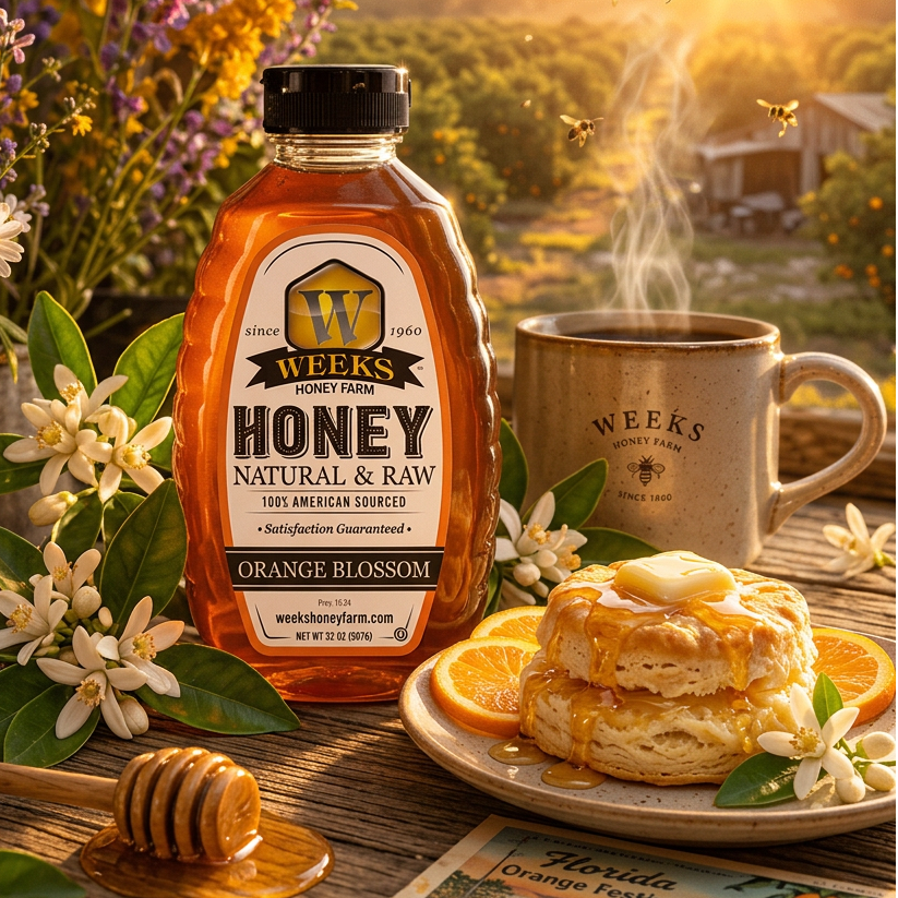 Raw Florida Orange Blossom Honey | Light Citrus-Floral Flavor