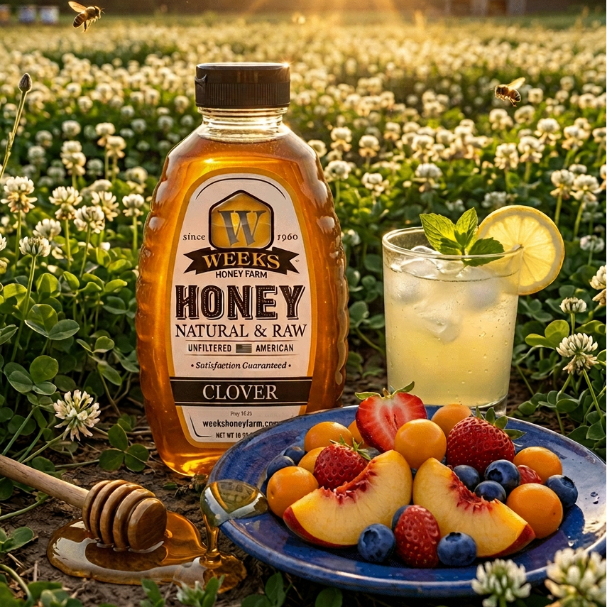 All-Natural Pure Raw Clover Honey - Sweet, Light, & Nutrient-Rich, No | Weeks Honey Farm