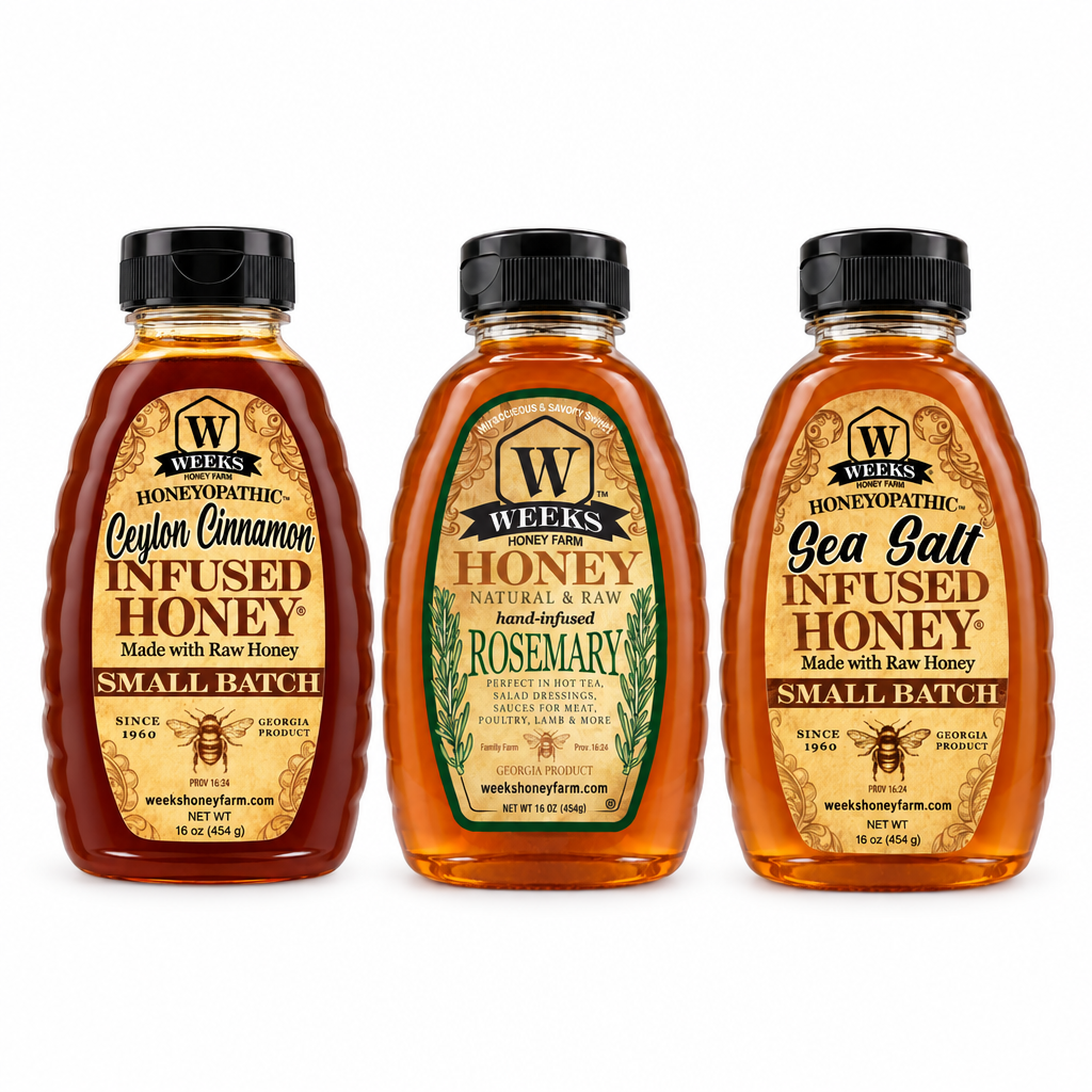 Infused Honey Trio Gift Set: Cinnamon, Rosemary & Salted Honey