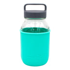 Mason Jar Lifestyle 32oz Quart Glass Water Bottle with Silicone Sleeve & Carry Handle