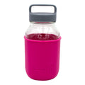 Mason Jar Lifestyle 32oz Quart Glass Water Bottle with Silicone Sleeve & Carry Handle