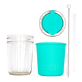 Mason Jar Lifestyle 8oz Half Pint Pop Up Sippy Glass Bottle Half Pint with Silicone Sleeve