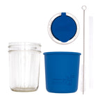 Mason Jar Lifestyle 8oz Half Pint Pop Up Sippy Glass Bottle Half Pint with Silicone Sleeve