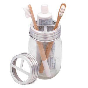 Aluminum Toothbrush / Toothpaste Holder Lid for Mason Jars