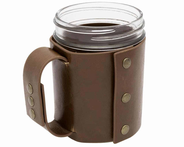 Mason Jar Lifestyle Faux Leather Travel Mug Set