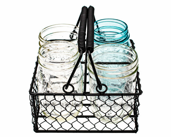 Chicken Wire Caddy for 4 Pint Mason Jars