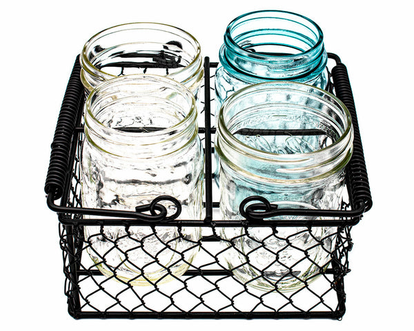 Chicken Wire Caddy for 4 Pint Mason Jars