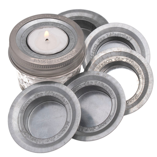 Tea Light Holder Metal Lid Insert for Mason Jars 6 Pack