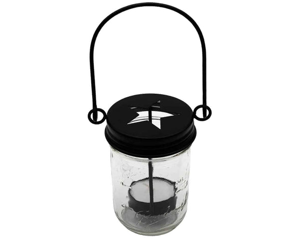 Black Star Cutout Tea Light Candle Holder Lids With Handles for Mason Jars 3 Pack