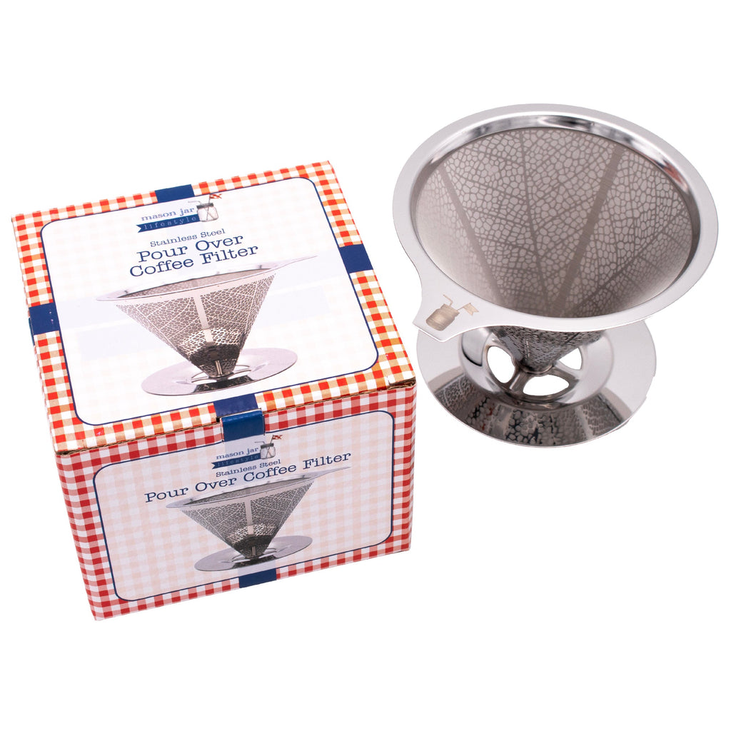 Pour Over Drip Coffee Filter for Mason Jars - Stainless Steel