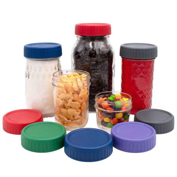 Leak Proof Plastic Storage Lids with Silicone Liners for Mason Jars