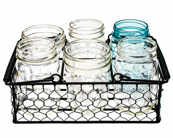 Chicken Wire Caddy for 6 Pint Mason Jars