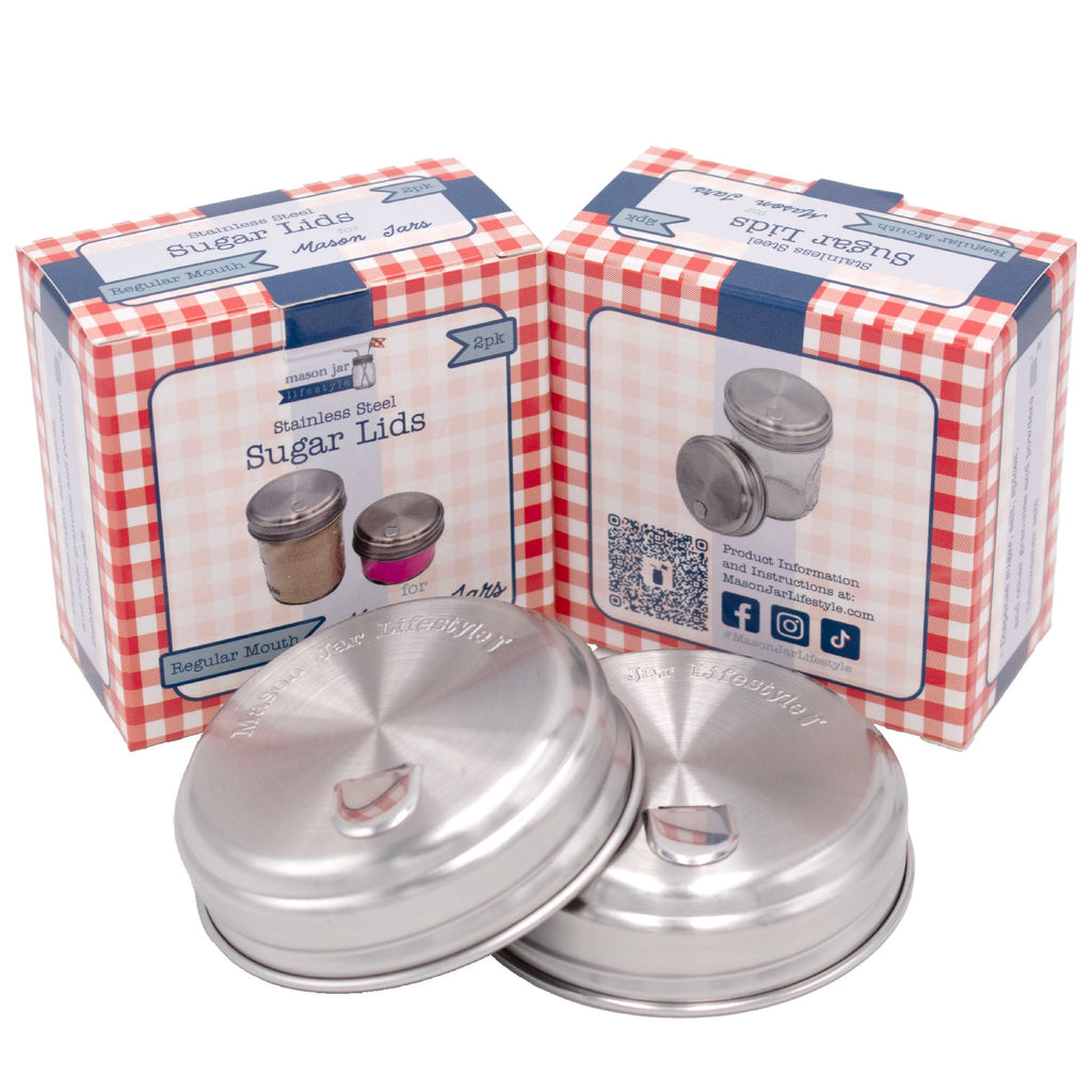 Sugar Dispensing Stainless Steel Lids for Mason Jars 2 Pack