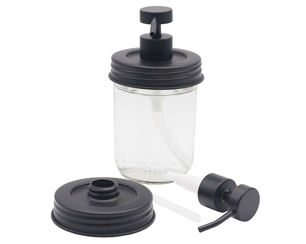 Charcoal Black Soap Pump Lid Kit for Mason Jars