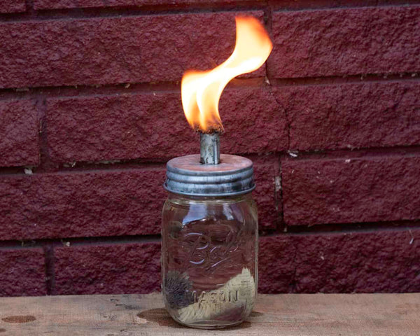 Tiki Torch Oil Lamp Galvanized Metal Lid for Mason Jars