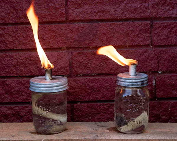 Tiki Torch Oil Lamp Galvanized Metal Lid for Mason Jars