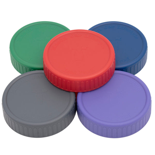 Leak Proof Plastic Storage Lids with Silicone Liners for Mason Jars