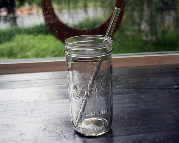 8 Pack Combo Glass Straws for Mason Jars + Cleaner