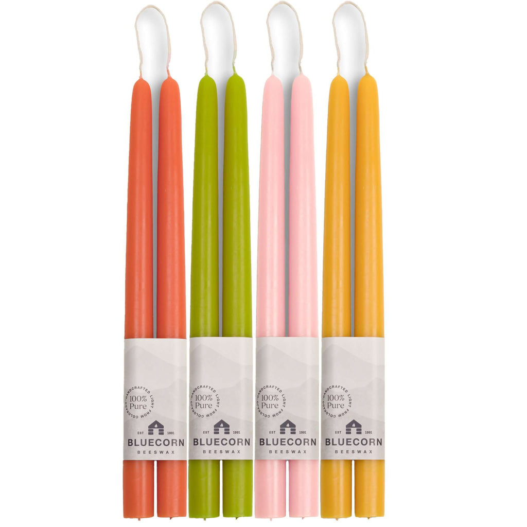 Spring Beeswax Taper Candle Bundle - Dusty Rose, Apricot, Pistachio & Raw