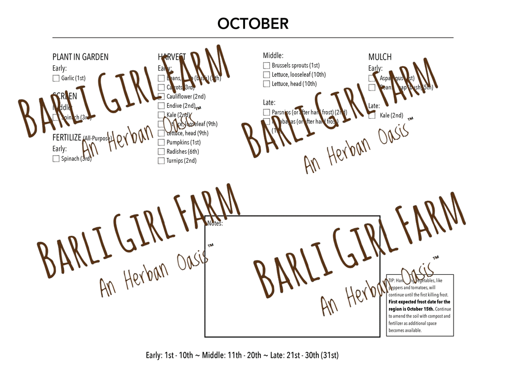 Monthly Organic Garden Planner