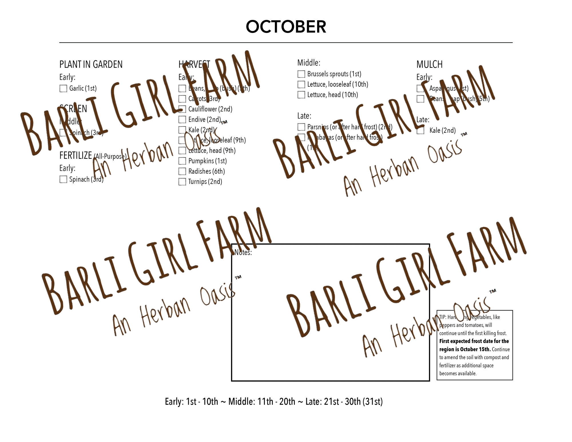 Monthly Organic Garden Planner